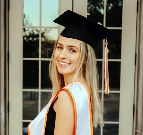 A student in her graduating cap